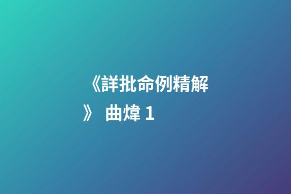 《詳批命例精解》 曲煒 1